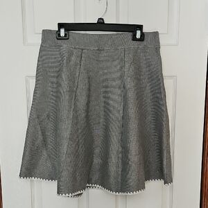 Grace Karin Charcoal A-Line Skirt with Ivory Trim